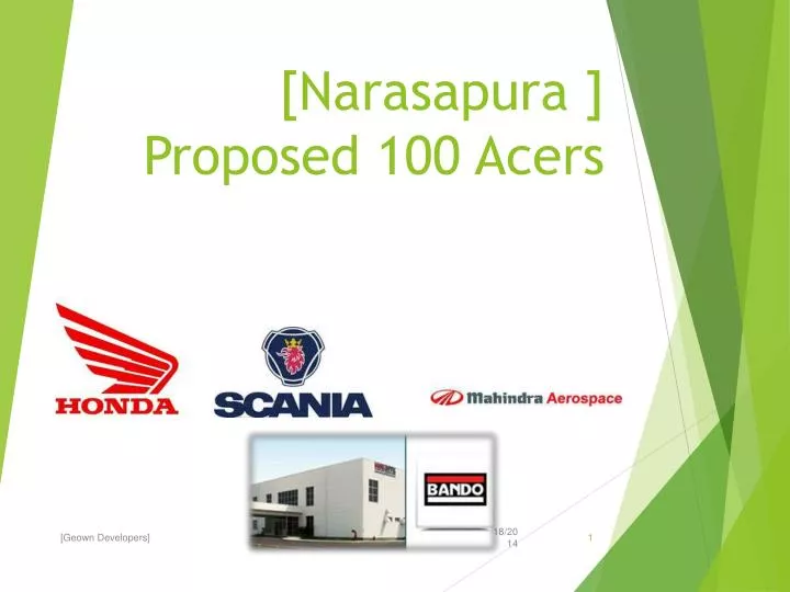narasapura proposed 100 acers