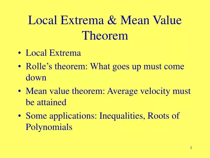 local extrema mean value theorem