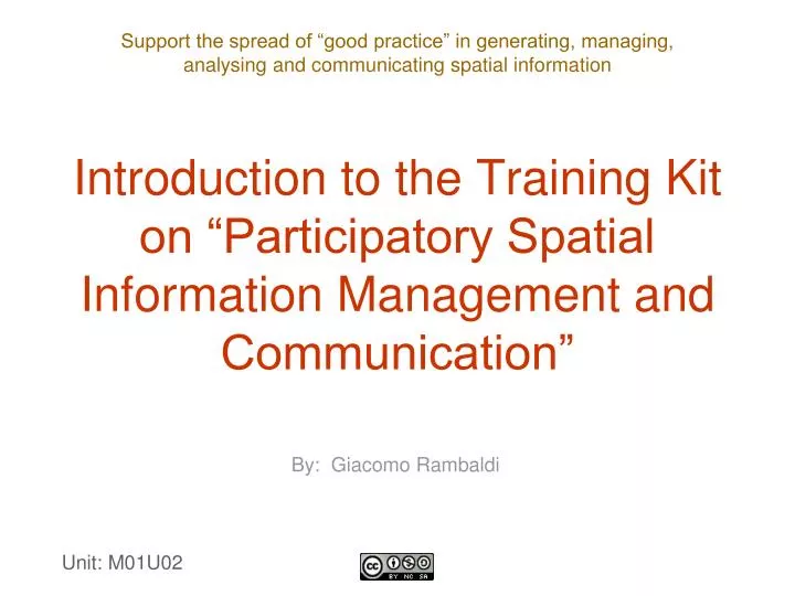 introduction to the training kit on participatory spatial information management and communication