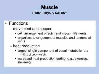 Muscle mus-, myo-, sarco-