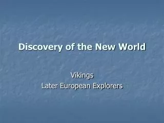 Discovery of the New World