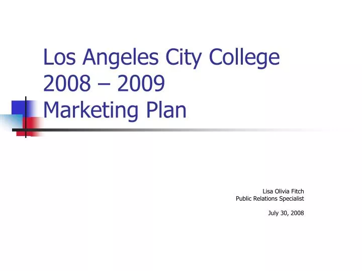 los angeles city college 2008 2009 marketing plan