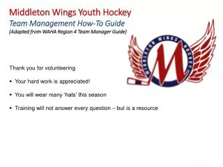 Middleton Wings Youth Hockey Team Management How-To Guide