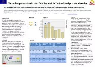 Thrombin generation in two families with MYH-9-related platelet disorder