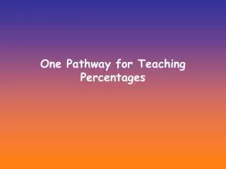 One Pathway for Teaching Percentages