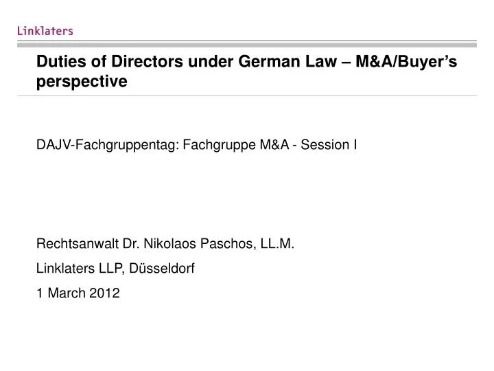 duties of directors under german law m a buyer s perspective