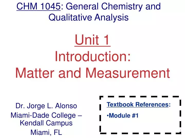 unit 1 introduction matter and measurement