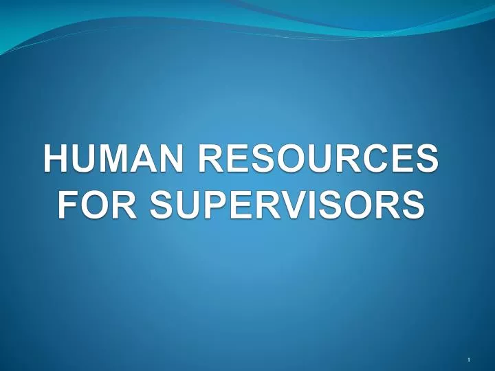 human resources for supervisors
