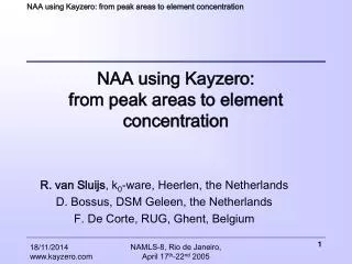 NAA using Kayzero: from peak areas to element concentration