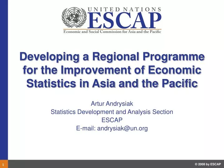 developing a regional programme for the improvement of economic statistics in asia and the pacific