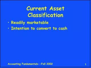 Current Asset Classification