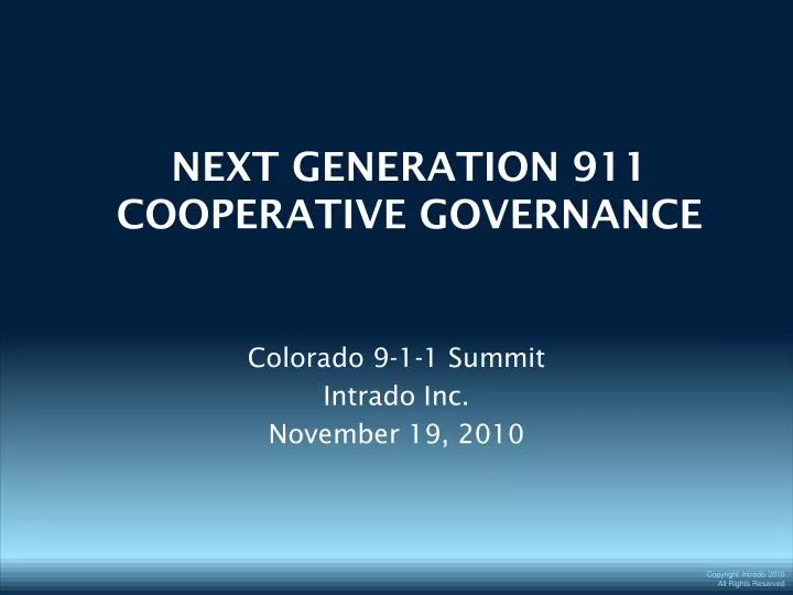 next generation 911 cooperative governance