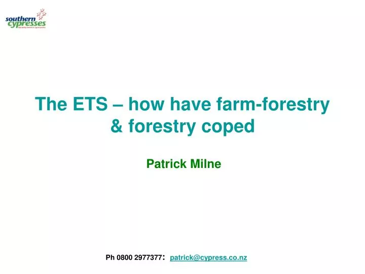 the ets how have farm forestry forestry coped