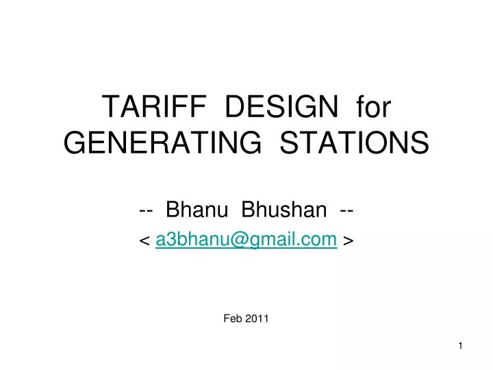 tariff design for generating stations