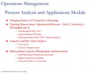 Operations Management: Process Analysis and Applications Module