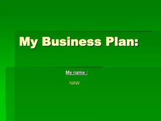 My Business Plan: