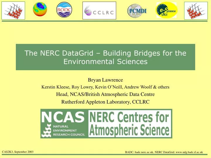 the nerc datagrid building bridges for the environmental sciences
