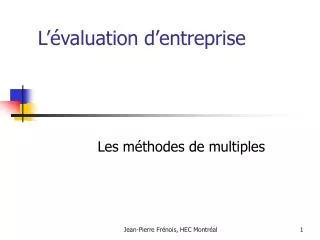 l valuation d entreprise
