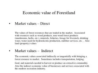 Economic value of Forestland