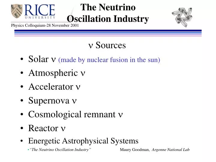the neutrino oscillation industry