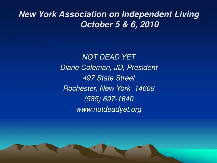 new york association on independent living october 5 6 2010