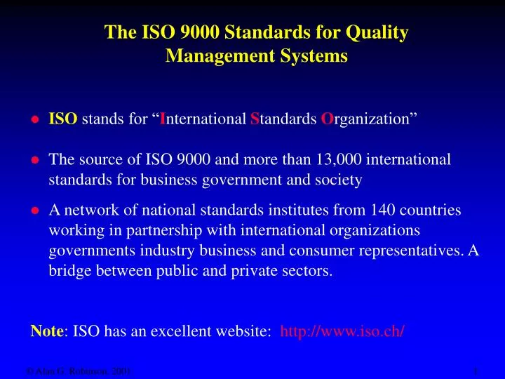 the iso 9000 standards for quality management systems