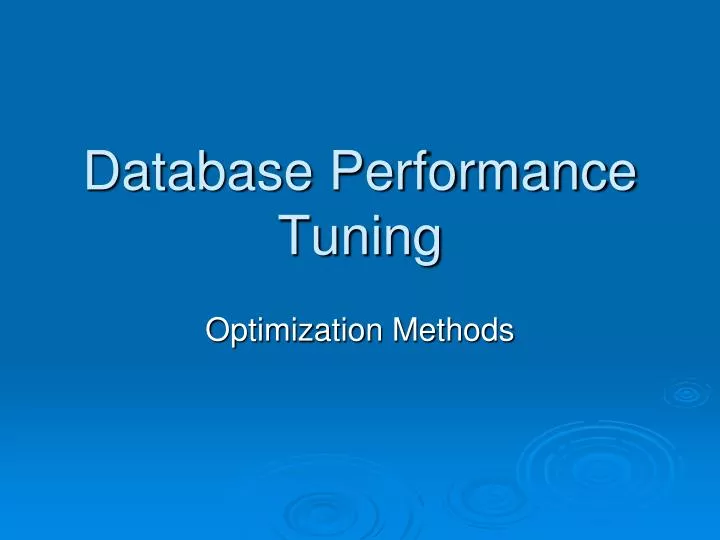 database performance tuning