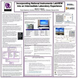 Incorporating National Instruments LabVIEW into an Intermediate Laboratory Experience