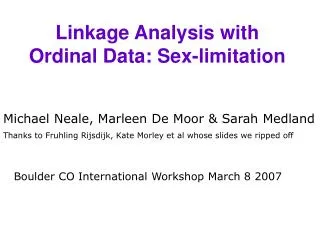Linkage Analysis with Ordinal Data: Sex-limitation
