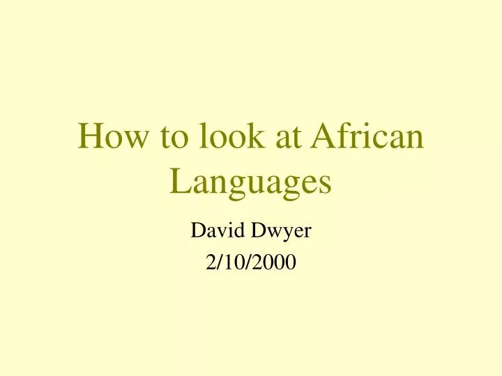 how to look at african languages