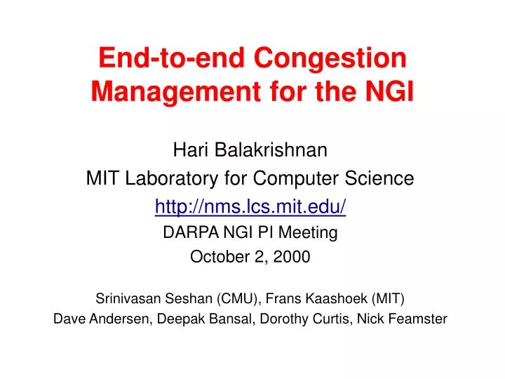 end to end congestion management for the ngi