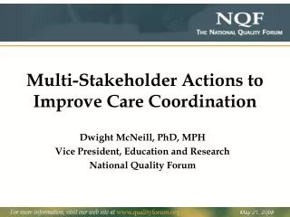 Multi-Stakeholder Actions to Improve Care Coordination