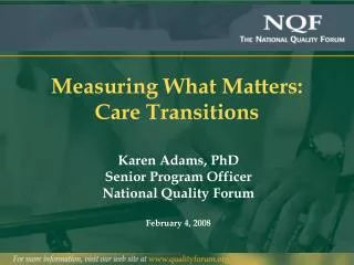 Measuring What Matters: Care Transitions