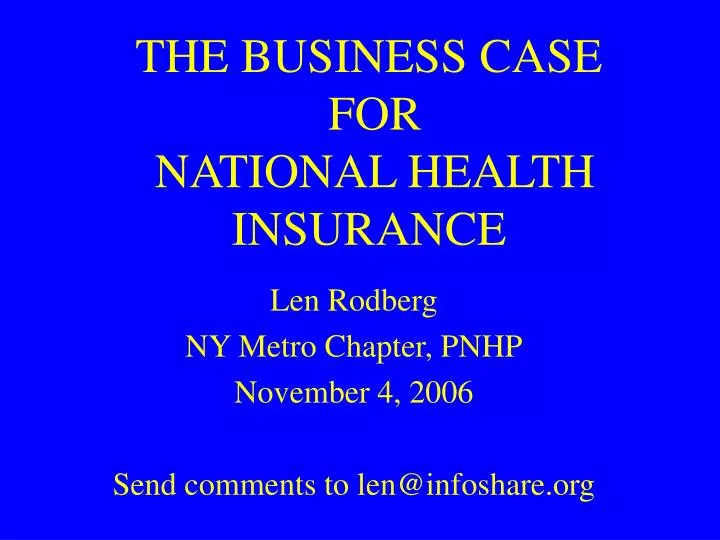 the business case for national health insurance