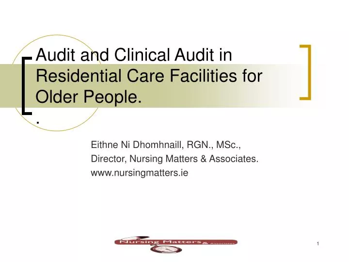 audit and clinical audit in residential care facilities for older people