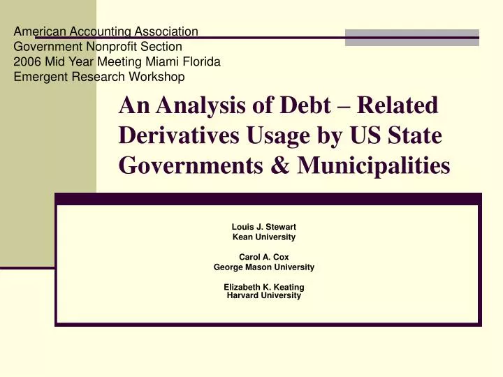 an analysis of debt related derivatives usage by us state governments municipalities