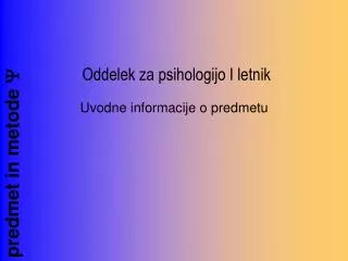 oddelek za psihologijo i letnik