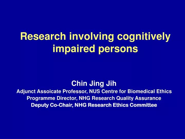 research involving cognitively impaired persons
