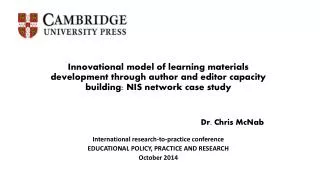 Dr. Chris McNab International research-to-practice conference