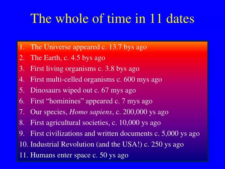 the whole of time in 11 dates
