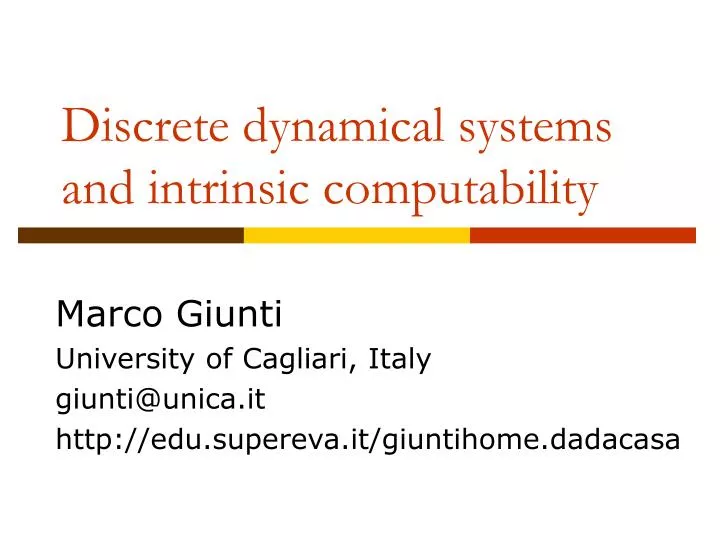 discrete dynamical systems and intrinsic computability
