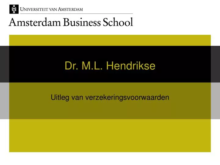 dr m l hendrikse