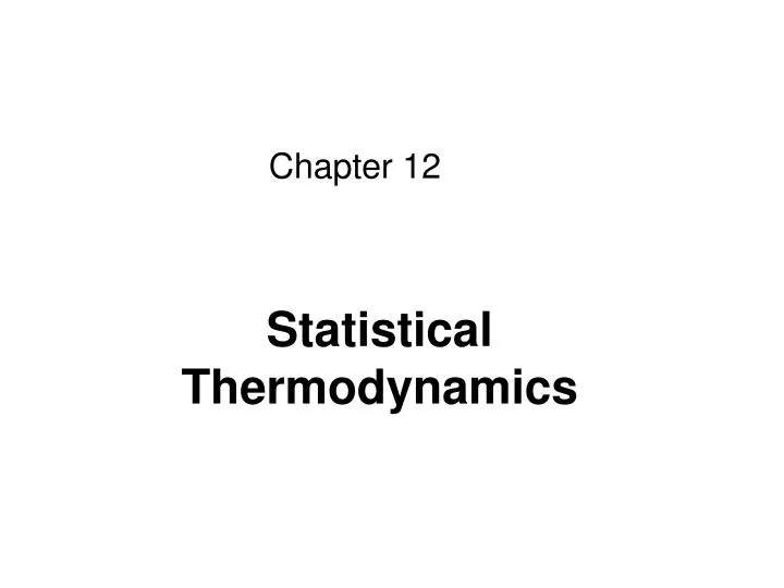 statistical thermodynamics