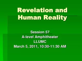 Revelation and Human Reality