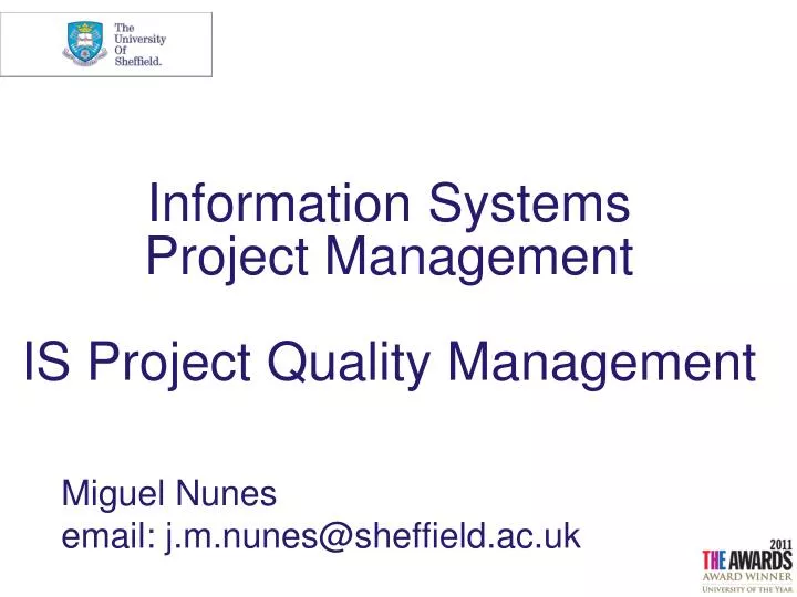 information systems project management is project quality management