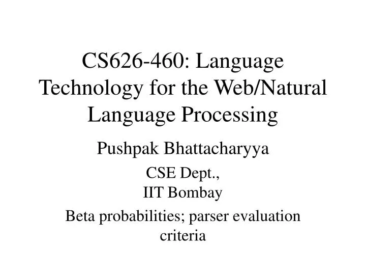 cs626 460 language technology for the web natural language processing