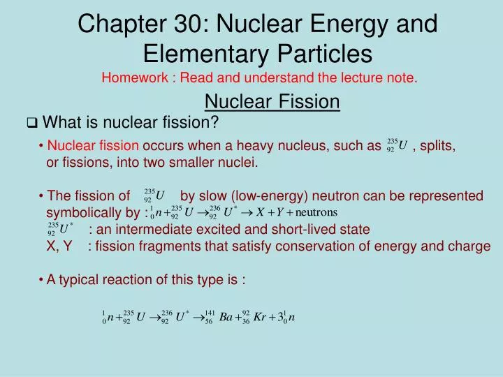 chapter 30 nuclear energy and elementary particles