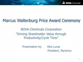 Marcus Wallenburg Price Award Ceremony