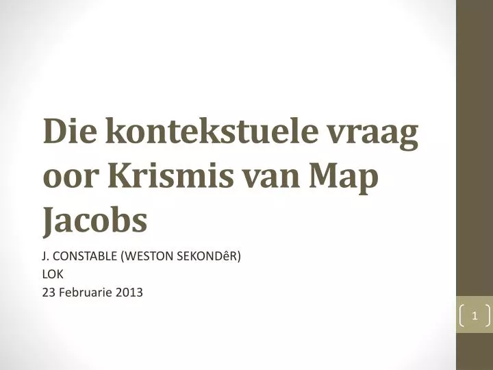 die kontekstuele vraag oor krismis van map jacobs