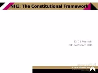 NHI: The Constitutional Framework